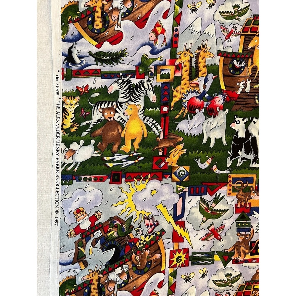 Fabric RARE 1997 Alexander Henry Collection "The Storm" Noah's Arc Collage 60x44